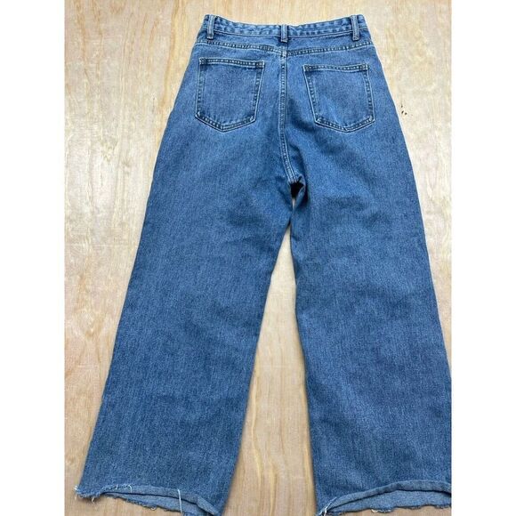 HDLTE Women Wide Leg Jeans High Waist Baggy Asymmetrical Waist Jeans Size Small - Picture 4 of 7